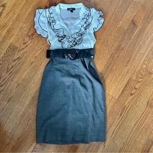 BCX Belted Midi Dress black, white, gray